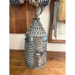 Pierced Tin "Paul Revere" Lantern Hand Crafted Colonial American Style Primitive